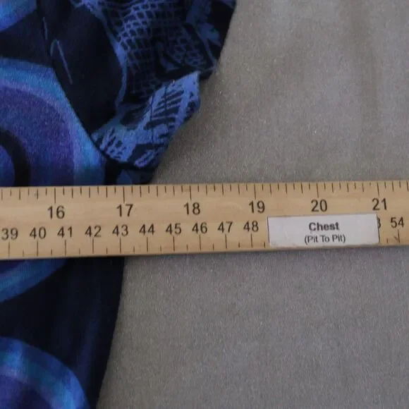 Y2K Desigual Dress Women EU L/US Medium Mixed Print Blue Graphic Silver V Neck - Picture 9 of 10